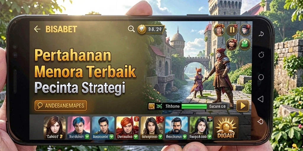 Tampilan gameplay Tower Defense yang mendebarkan di BISABET.