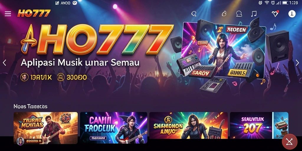 Screenshot gameplay HO777 menampilkan tantangan musik seru dengan lagu-lagu populer.