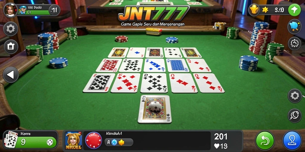 Screenshot gameplay JNT777 menunjukkan suasana permainan Gaple yang menarik.