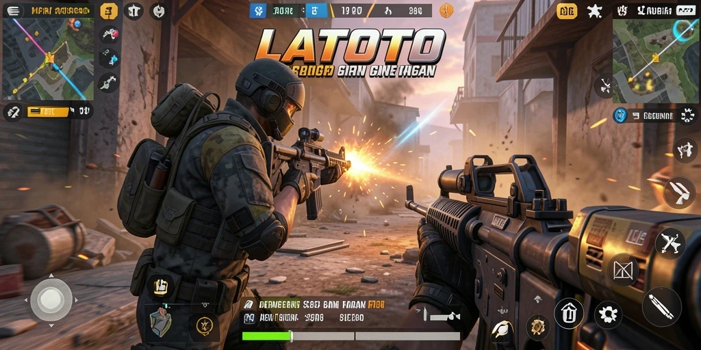 Tangkapan layar menampilkan aksi seru gameplay LATOTO dalam pertempuran FPS.