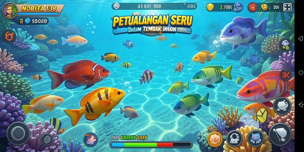 Tampilan gameplay seru dari NOBITA138 saat menangkap ikan.