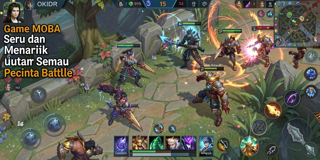 Tampilan gameplay OKIDR yang seru dan kompetitif di arena MOBA.